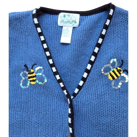 Vintage Quacker Factory Bumble Bee Sequin Embroidered Vest Plus 1X - Picture 3 of 13